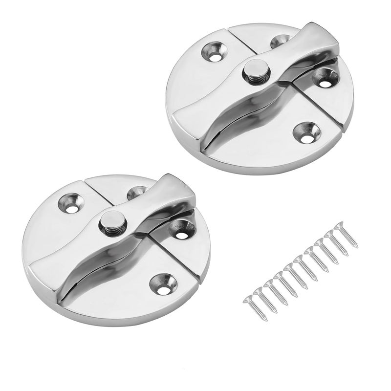 DIALESHU Heavy Duty Marine Boat Door Catch Latch 316 Stainless Steel, 1.69" (43 mm) Hatch Round Turn Button Twist Catch Latch with Screws(2-Pack) - Image 1